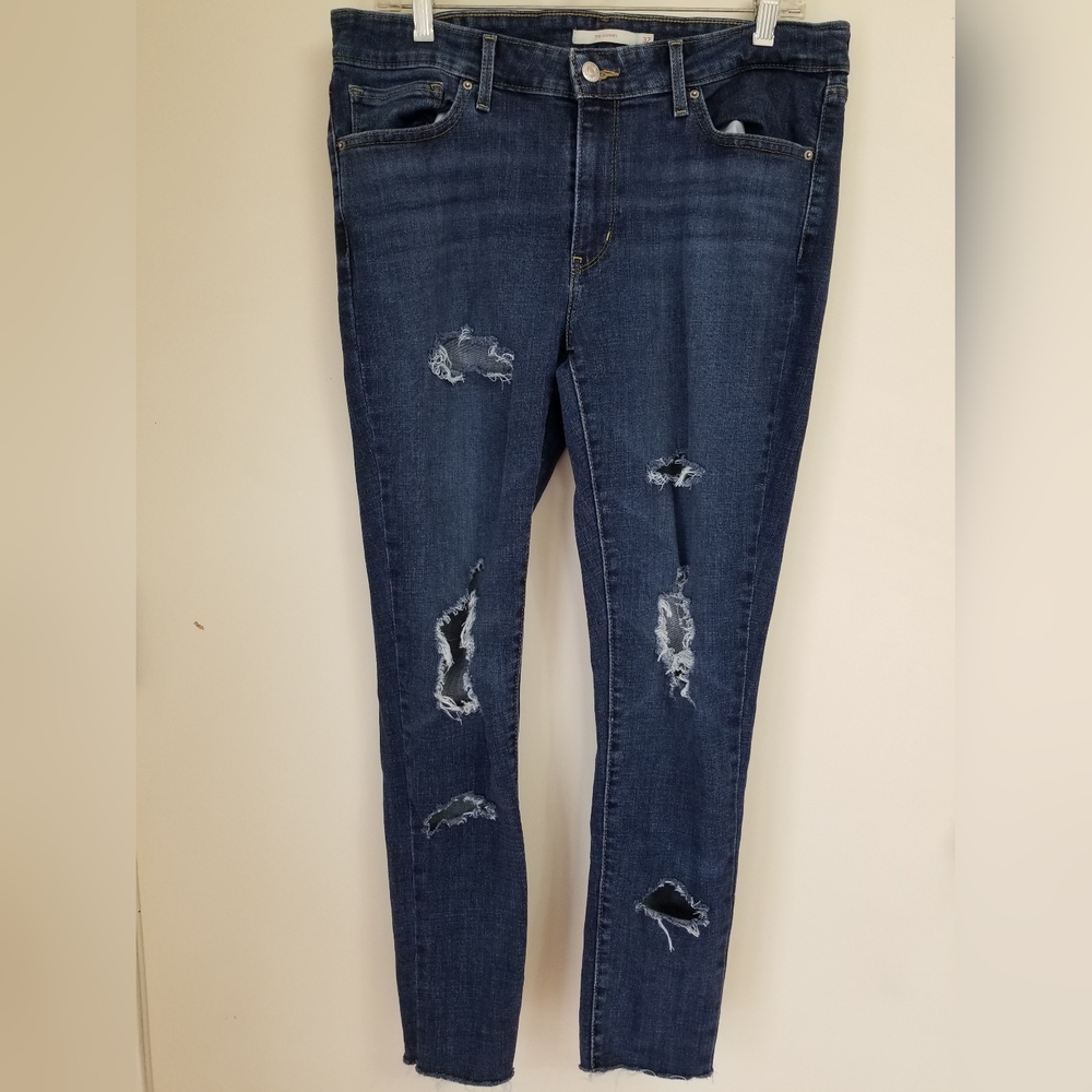 Levi’s 711 Distressed Mid Rise Skinny Denim Jeans - Size 32
